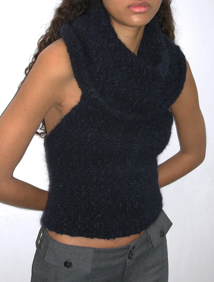Paloma Wool GroenlandiaNavy Multiposition Knitted Top With Open Back Women Tops