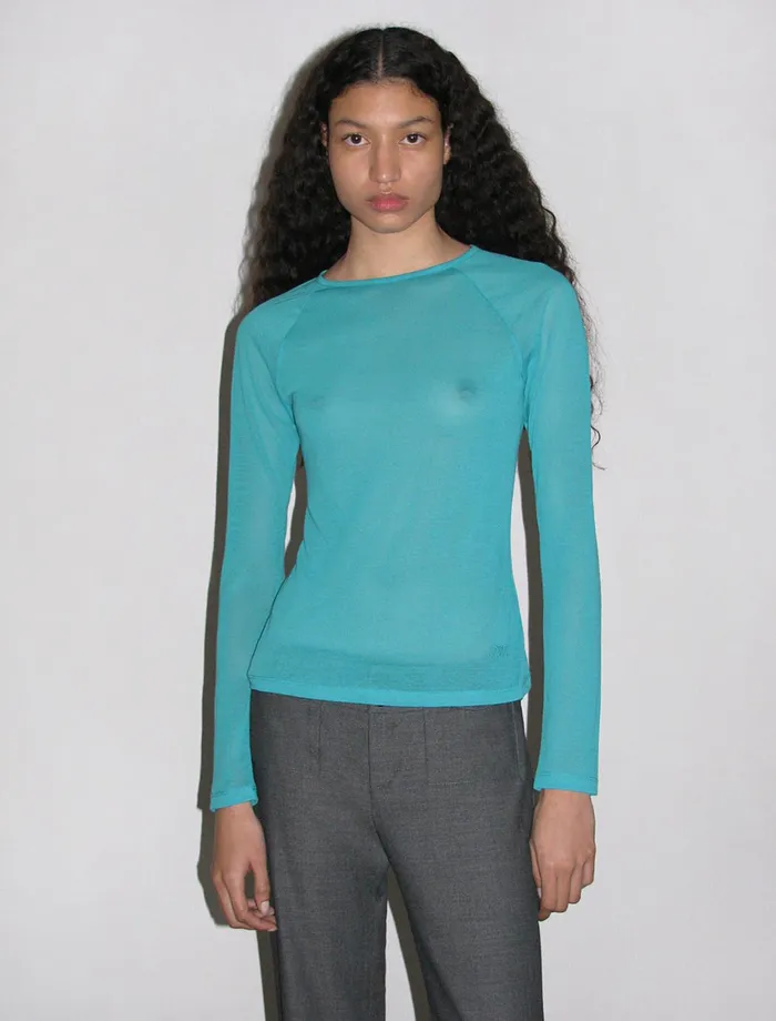 Paloma Wool HIRODelicate Sheer Top With Raglan Sleeves And Embroidered Hem Women Tops
