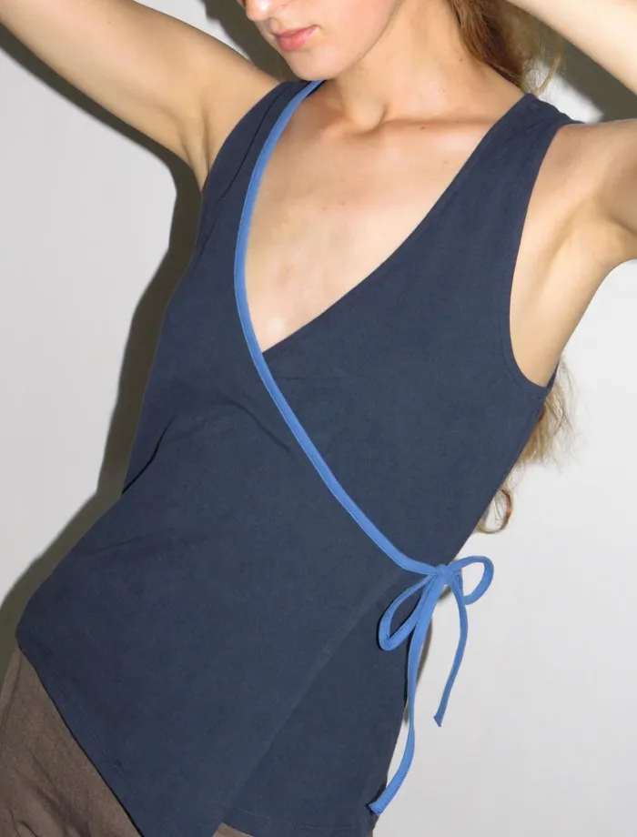 Paloma Wool IMASleeveless Stretch Cotton Top With Adjustable Contrast Piping Detail Women Tops