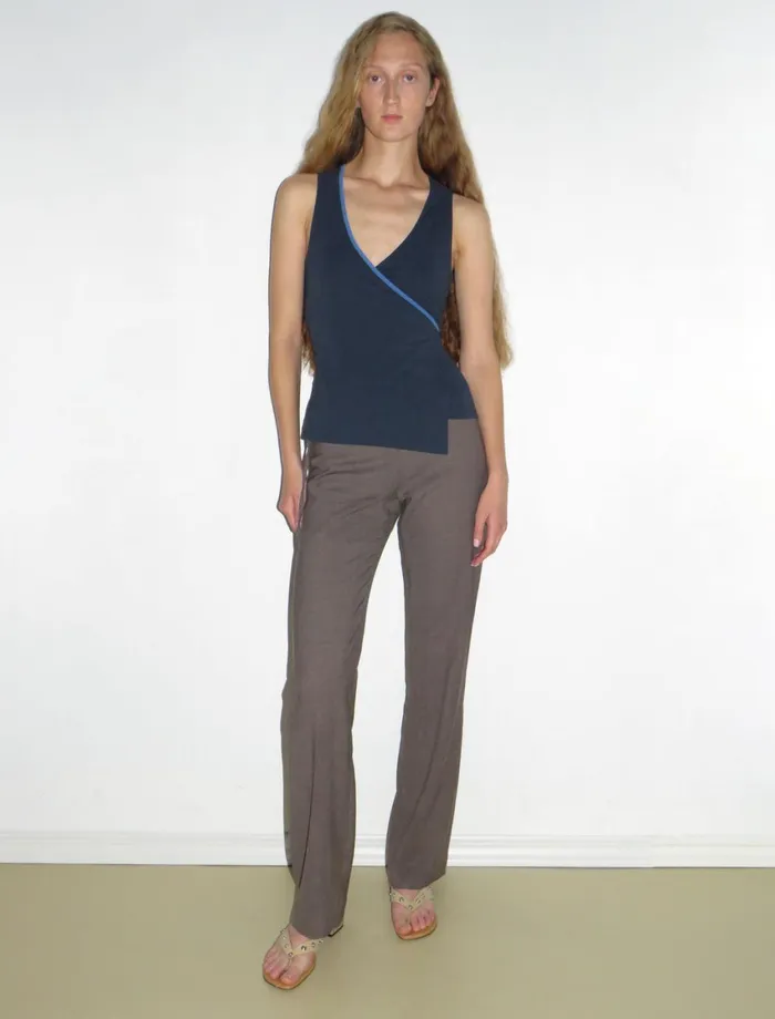 Paloma Wool IMASleeveless Stretch Cotton Top With Adjustable Contrast Piping Detail Women Tops
