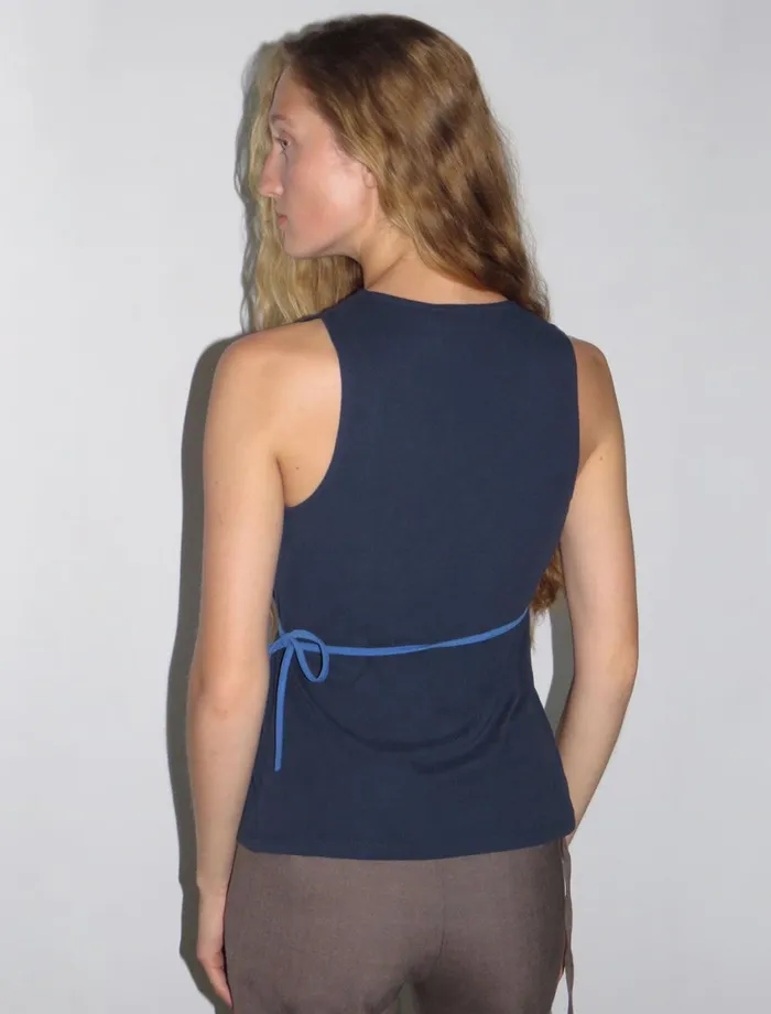 Paloma Wool IMASleeveless Stretch Cotton Top With Adjustable Contrast Piping Detail Women Tops