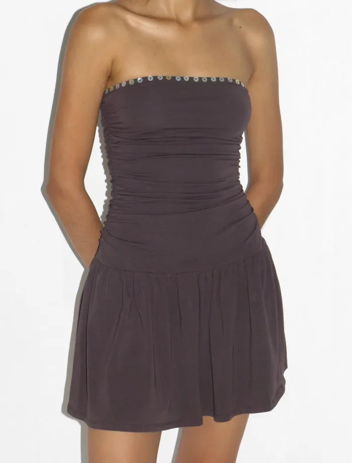 Paloma Wool JAYNEStretchy Bandeau Dress With Ruched Sides And Skirt Women Dresses