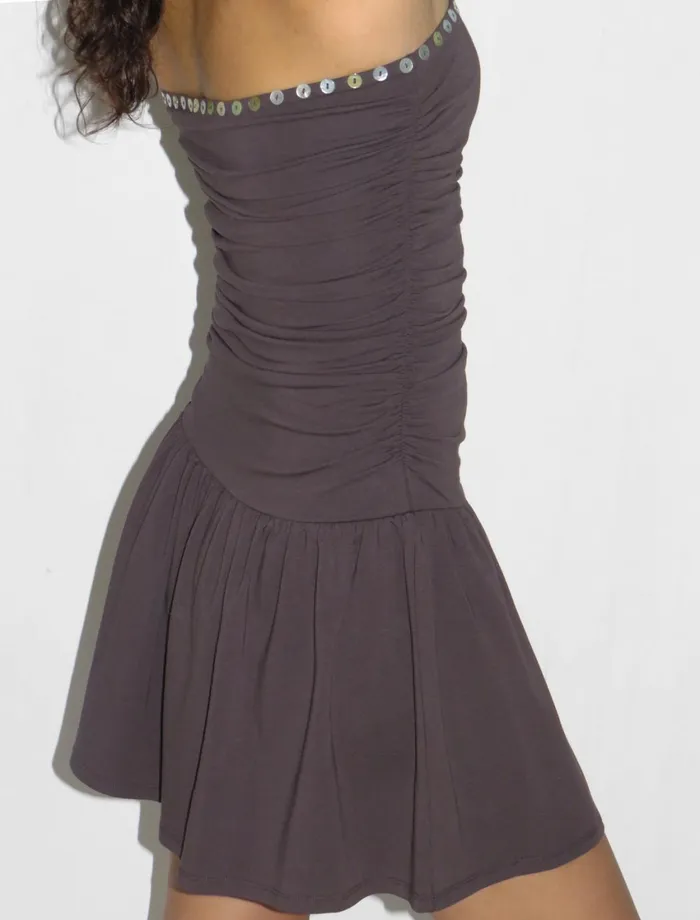 Paloma Wool JAYNEStretchy Bandeau Dress With Ruched Sides And Skirt Women Dresses