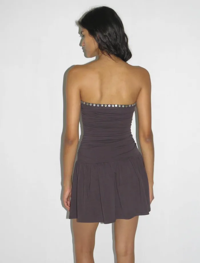 Paloma Wool JAYNEStretchy Bandeau Dress With Ruched Sides And Skirt Women Dresses