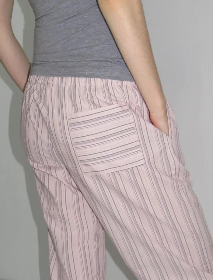 Paloma Wool KIMOTOPink Organic Cotton Relaxed Fit Striped Pants With Elastic Waistband Women Bottoms