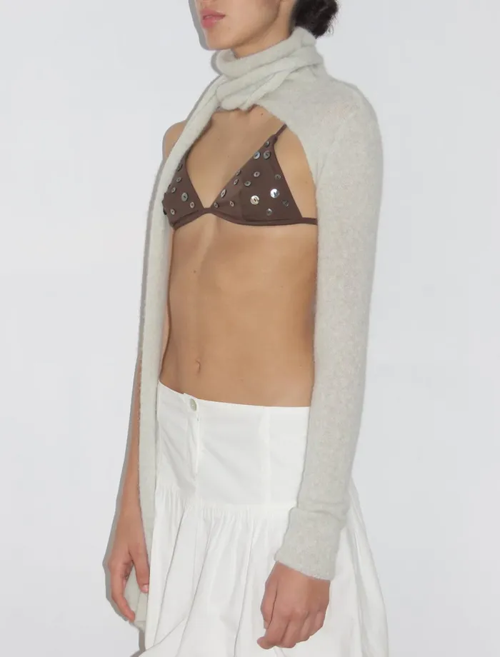 Paloma Wool KRILLALight Grey Delicate Scarfonesleeve Knitted Piece Women Tops