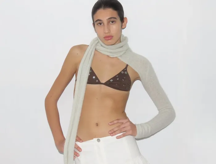 Paloma Wool KRILLALight Grey Delicate Scarfonesleeve Knitted Piece Women Tops