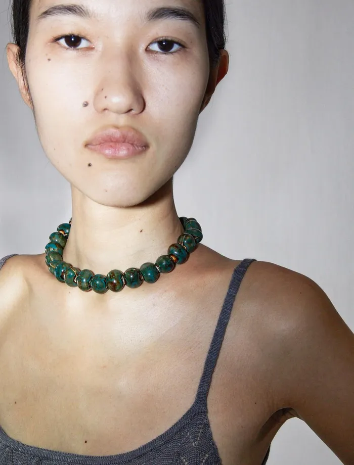 Paloma Wool MABELGreen Ceramic Beaded Necklace With An Adjustable Chain Women Jewelry Paloma Wool MABELGreen Ceramic Beaded Necklace With An Adjustable Chain Women Jewelry
