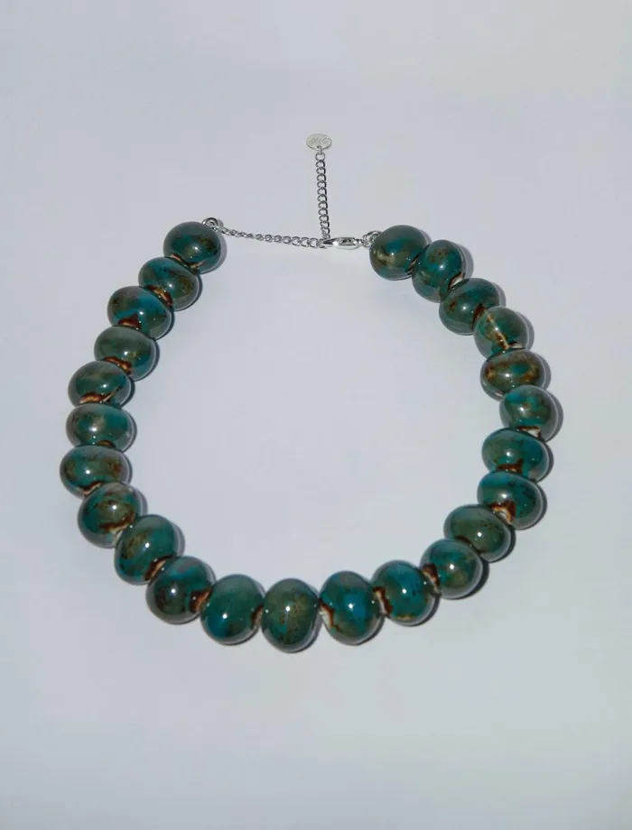 Paloma Wool MABELGreen Ceramic Beaded Necklace With An Adjustable Chain Women Jewelry