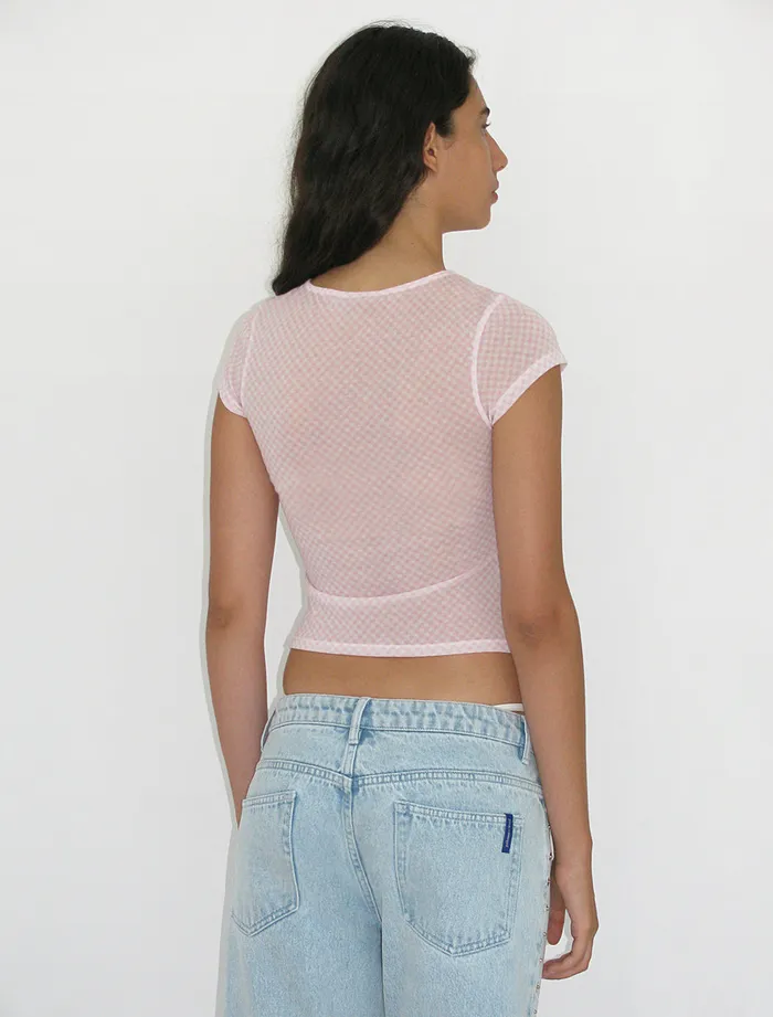 Paloma Wool MALVOPink Delicate Slightly Sheer Top With Diamond Print Women Tops