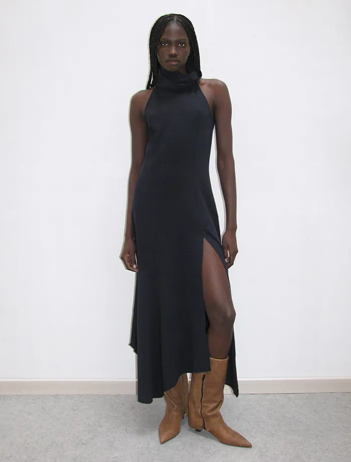 Paloma Wool MEGANSleeveless Draped Highneck Dress With A Frontside Opening Women Dresses Paloma Wool MEGANSleeveless Draped Highneck Dress With A Frontside Opening Women Dresses
