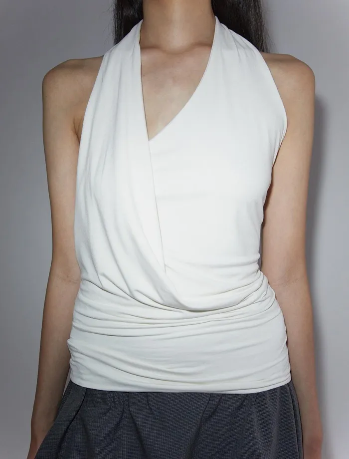 Paloma Wool MILOSDraped Neckline Halter Neck Top Women Tops