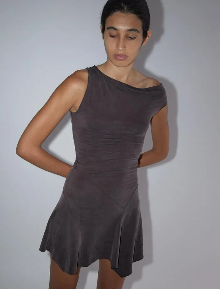 Paloma Wool MINI YAUSIFitted Mini Dress With Asymmetric Shoulders And Flared Bottom Women Dresses