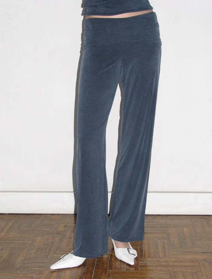 Paloma Wool OCTUBRENavy Cupro Trousers With A Wide Waistband For A Gathered Effect Women Cupro Paloma Wool OCTUBRENavy Cupro Trousers With A Wide Waistband For A Gathered Effect Women Cupro