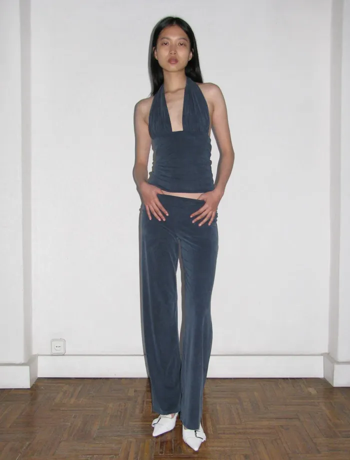 Paloma Wool OCTUBRENavy Cupro Trousers With A Wide Waistband For A Gathered Effect Women Cupro