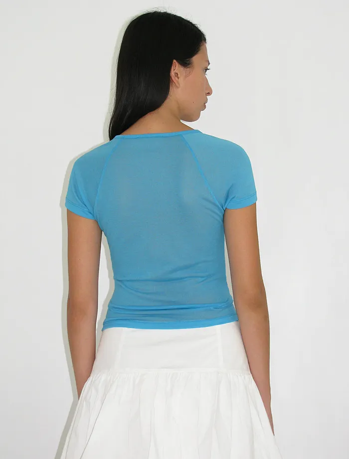 Paloma Wool OMUBlue Delicate Slightly Sheer Top With PW Embroidery Women Tops
