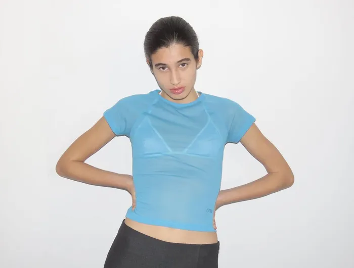 Paloma Wool OMUBlue Delicate Slightly Sheer Top With PW Embroidery Women Tops