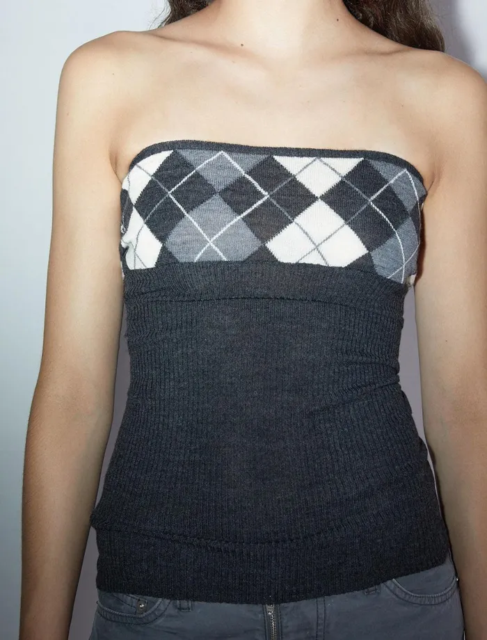 Paloma Wool PAUBandeau Top With Diamond Jacquard At The Chest Women Tops