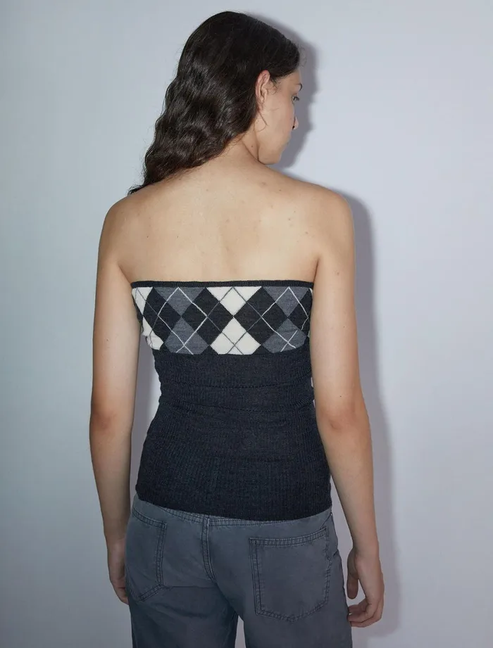 Paloma Wool PAUBandeau Top With Diamond Jacquard At The Chest Women Tops
