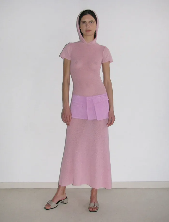 Paloma Wool PAULAPink Leather Skirtbelt With Magnet Flap Pocket Women Belts