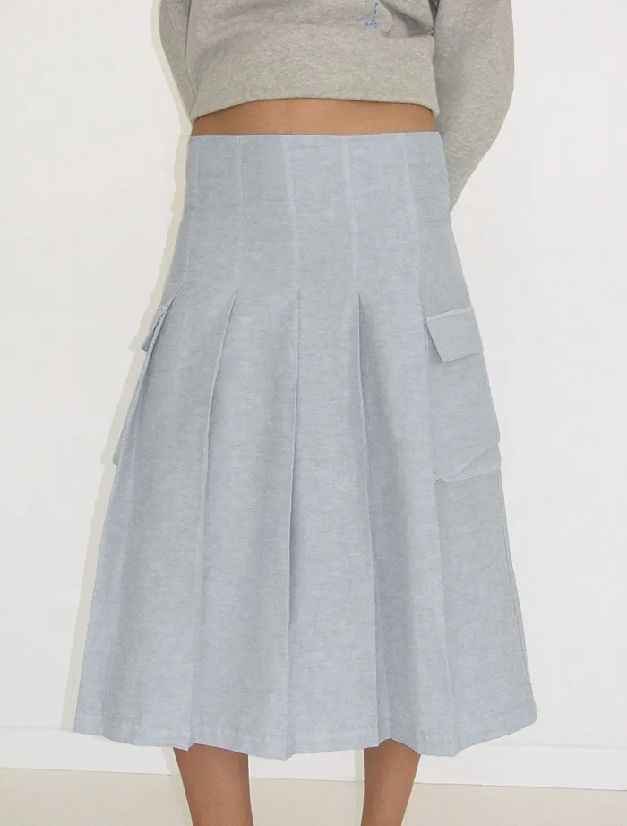 Paloma Wool PINETLight Blue Low Waist Pleated Midi Skirt With Side Pockets Women Bottoms Paloma Wool PINETLight Blue Low Waist Pleated Midi Skirt With Side Pockets Women Bottoms