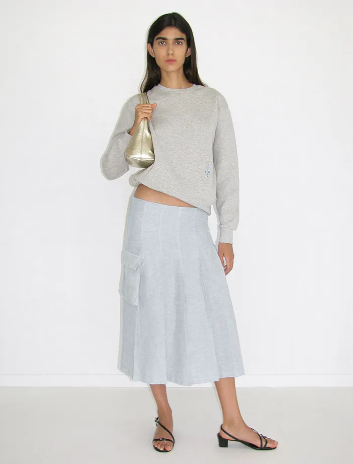 Paloma Wool PINETLight Blue Low Waist Pleated Midi Skirt With Side Pockets Women Bottoms