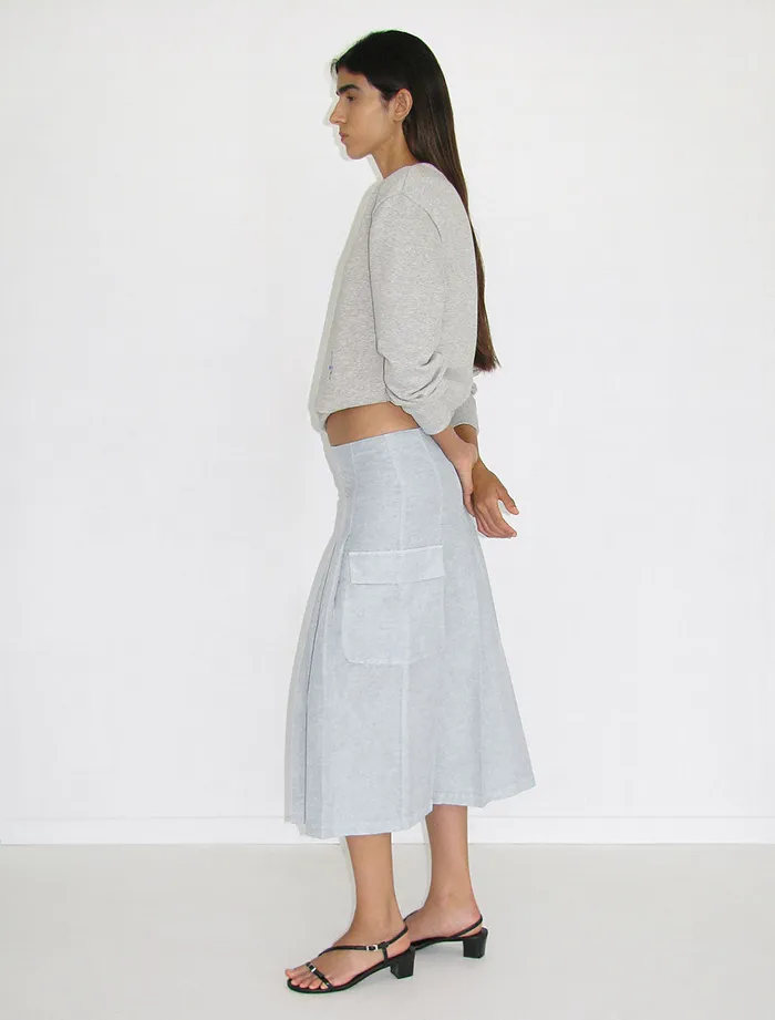 Paloma Wool PINETLight Blue Low Waist Pleated Midi Skirt With Side Pockets Women Bottoms