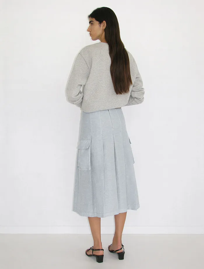 Paloma Wool PINETLight Blue Low Waist Pleated Midi Skirt With Side Pockets Women Bottoms