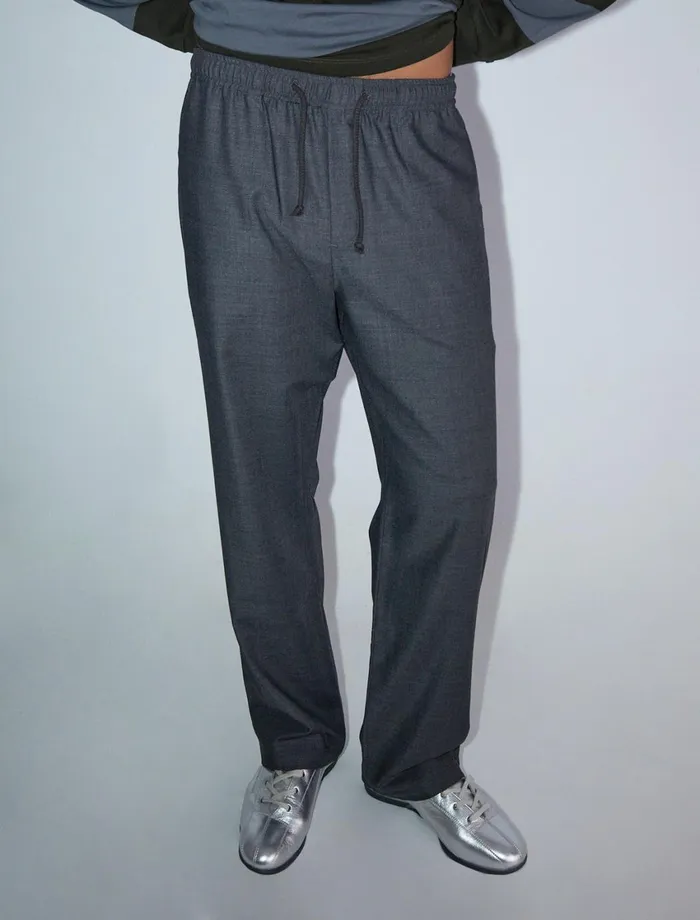 Paloma Wool RENGrey Casual Pants With Elastic Waistband And Paloma Wool Embroidery Pwman 8211 US Paloma Wool RENGrey Casual Pants With Elastic Waistband And Paloma Wool Embroidery Pwman 8211 US