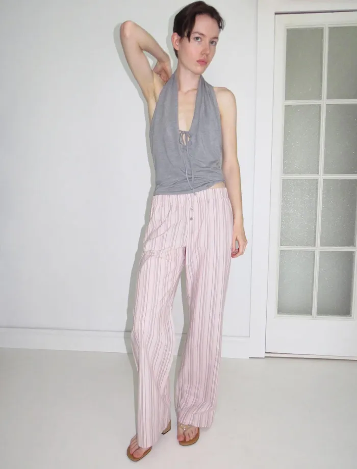 Paloma Wool SAPITOSlightly Sheer Halter Top With Front Lacing Women Tops