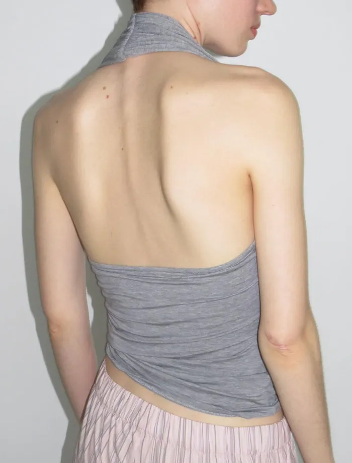 Paloma Wool SAPITOSlightly Sheer Halter Top With Front Lacing Women Tops