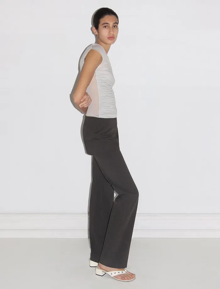 Paloma Wool SAUDADEGrey Delicate Slightly Sheer Cross Top With Frontal Gathering Women Tops