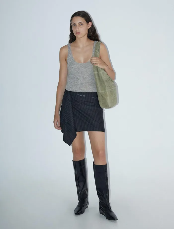 Paloma Wool TALL LUELLABlack Tall Wideshaft Boots With Rectangular Toe Endings And Mini Wedge Heel Women Shoes