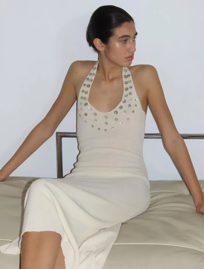 Paloma Wool TULIPEKnitted Dress With Asymmetric Bottom And Motherofpearl Buttons Detail Women Dresses