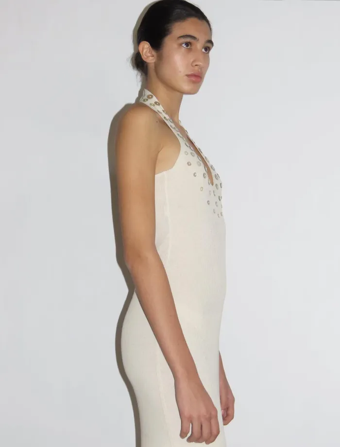 Paloma Wool TULIPEKnitted Dress With Asymmetric Bottom And Motherofpearl Buttons Detail Women Dresses