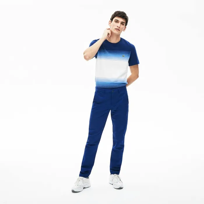 Pants and Shorts Lacoste Mens CottonLinen Chinos Navy Blue USA