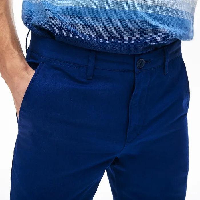 Pants and Shorts Lacoste Mens CottonLinen Chinos Navy Blue USA