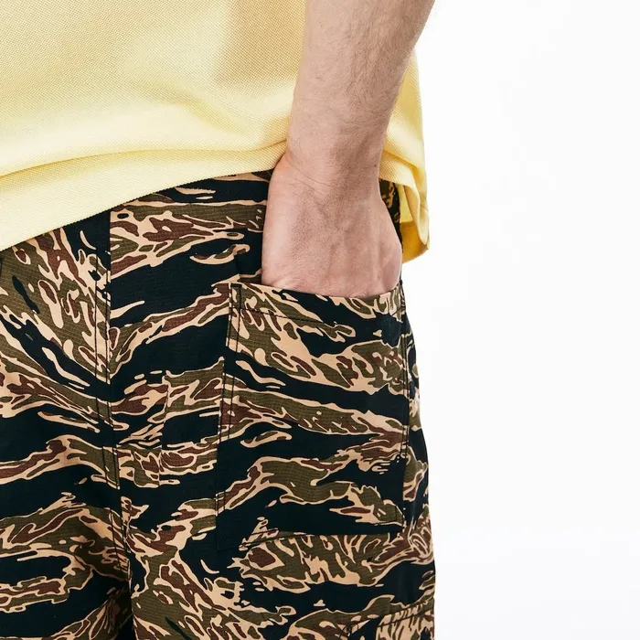 Pants and Shorts Lacoste Mens LIVE Camouflage Cargo Pants BlackWhite Casaul