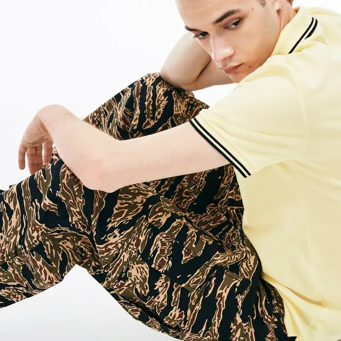Pants and Shorts Lacoste Mens LIVE Camouflage Cargo Pants BlackWhite Casaul