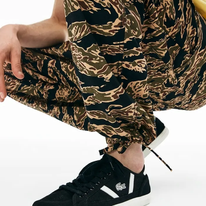 Pants and Shorts Lacoste Mens LIVE Camouflage Cargo Pants BlackWhite Casaul