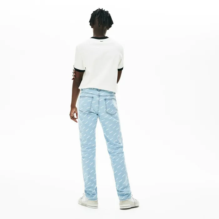 Pants and Shorts Lacoste Mens LIVE Printed Logo Jeans BlueWhite On Sale