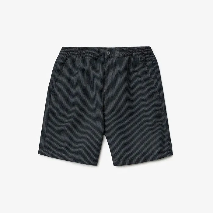 Pants and Shorts Lacoste Mens Pinstriped Linen Blend Bermuda Shorts Navy BlueWhite USA