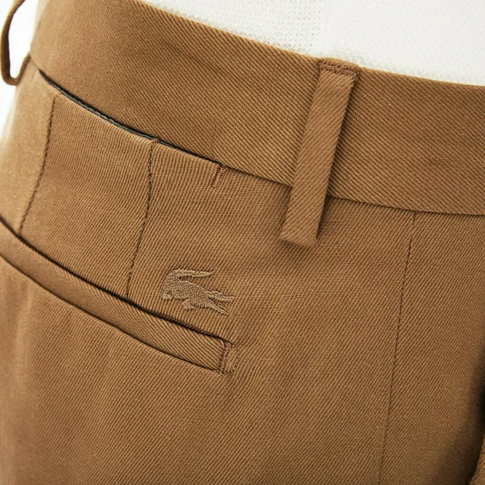 Pants and Shorts Lacoste Mens Pleated CottonLinen Chinos Brown Shop