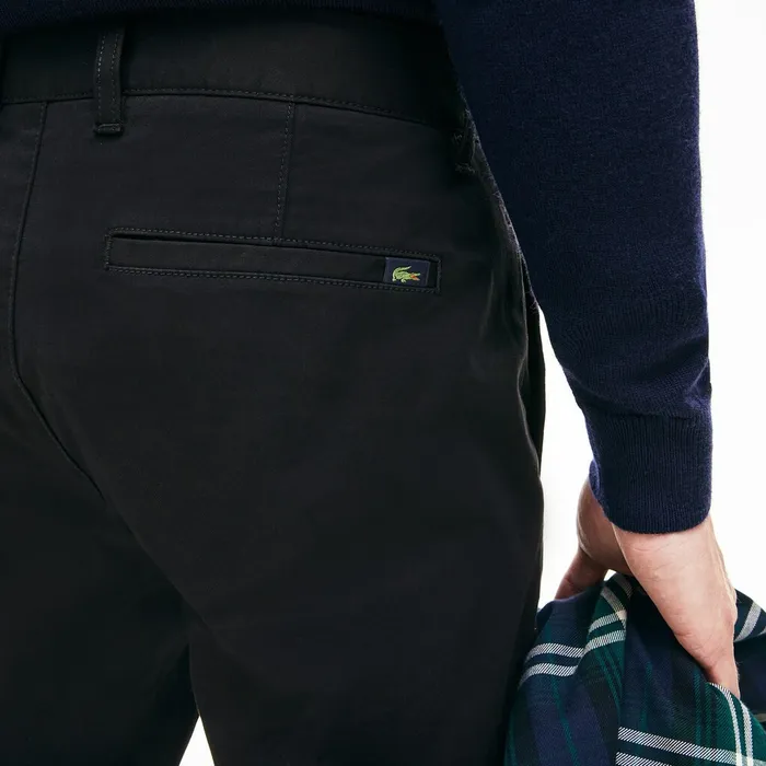 Pants and Shorts Lacoste Mens Regular Fit Stretch Cotton Chinos Black Popular