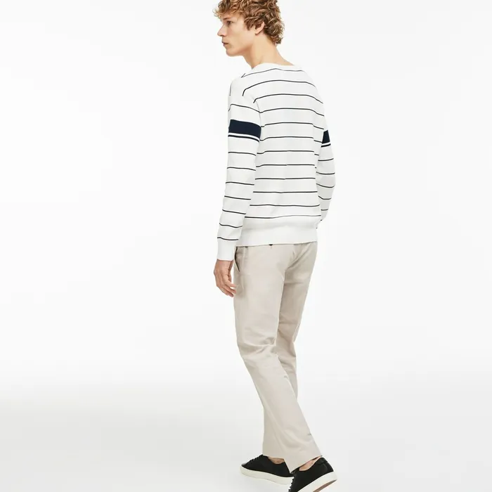 Pants and Shorts Lacoste Mens Slim Fit Pleated Pants White Casaul