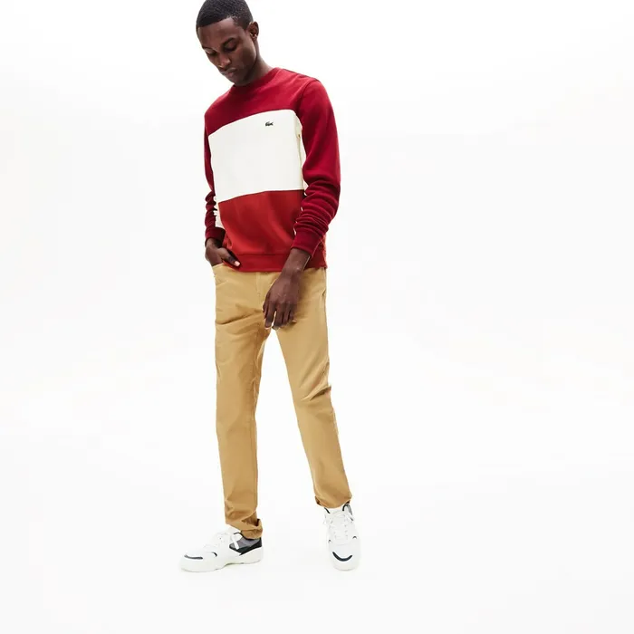 Pants and Shorts Lacoste Mens Slim Fit Stretch Cotton Pants Beige For Sale