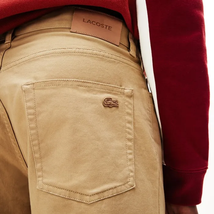 Pants and Shorts Lacoste Mens Slim Fit Stretch Cotton Pants Beige For Sale