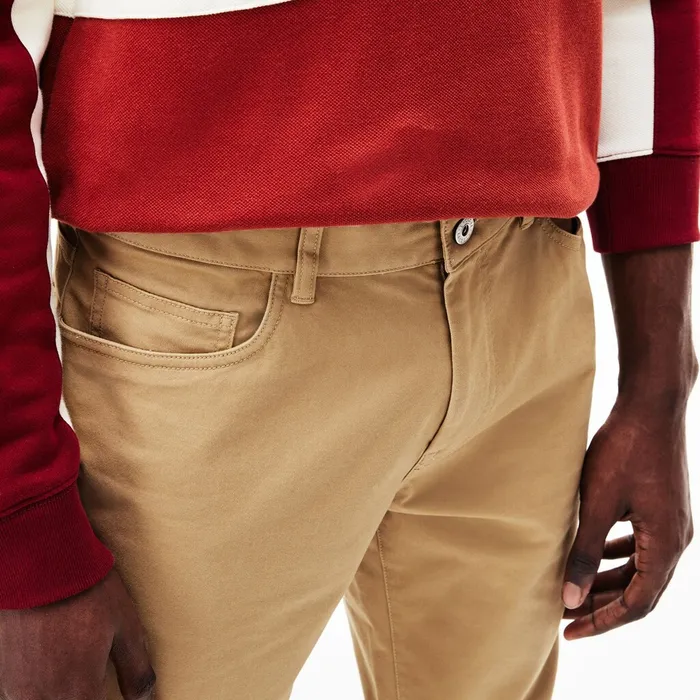 Pants and Shorts Lacoste Mens Slim Fit Stretch Cotton Pants Beige For Sale