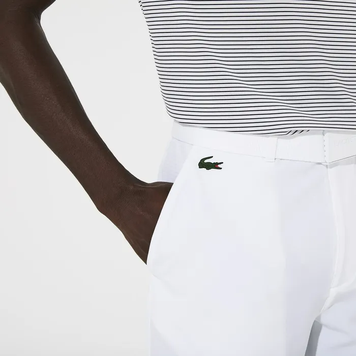 Pants and Shorts Lacoste Mens SPORT Breathable Stretch Golf Bermudas White Outlet