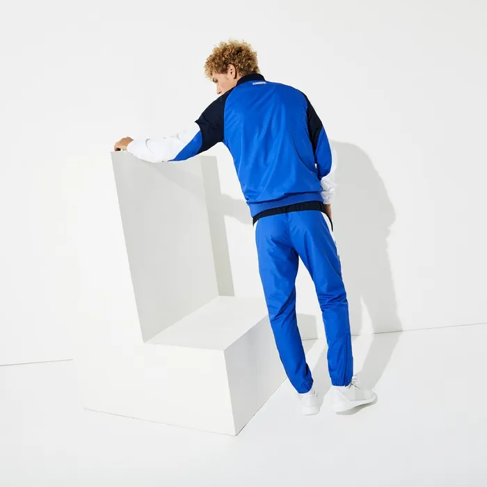 Pants and Shorts Lacoste Mens SPORT Colorblock JerseyLined Tracksuit BlueNavy BlueWhite Online Store